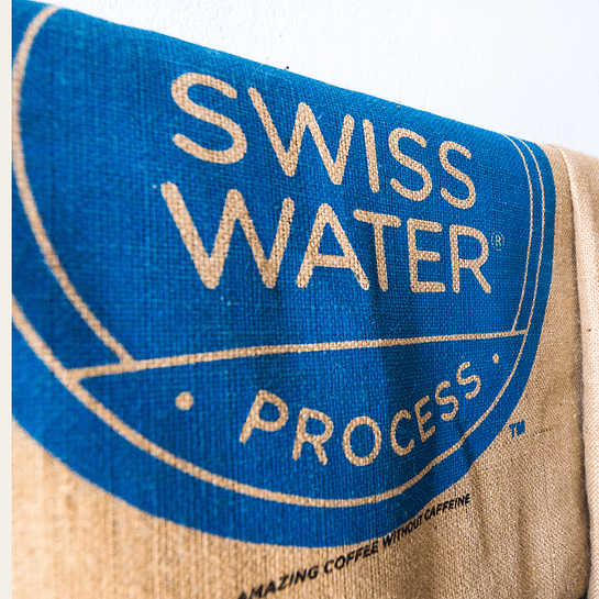 jutový pytel s logem Swiss Water Process