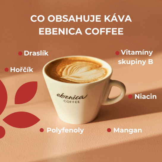 Horká káva Ebenica Coffee s pěnou a pravým aroma, ideální pro chladné dny a kofeinovou dávku energie.